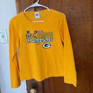 NWOT VTG 2007 NFL GB Packers women's long sleeve T shirt / small / yellow